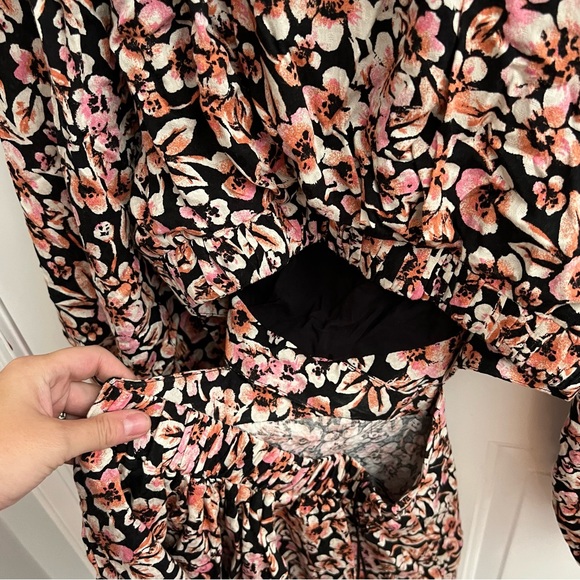 NWOT Free people jael printed dress long sleeve floral side cutout open back - Picture 4 of 6